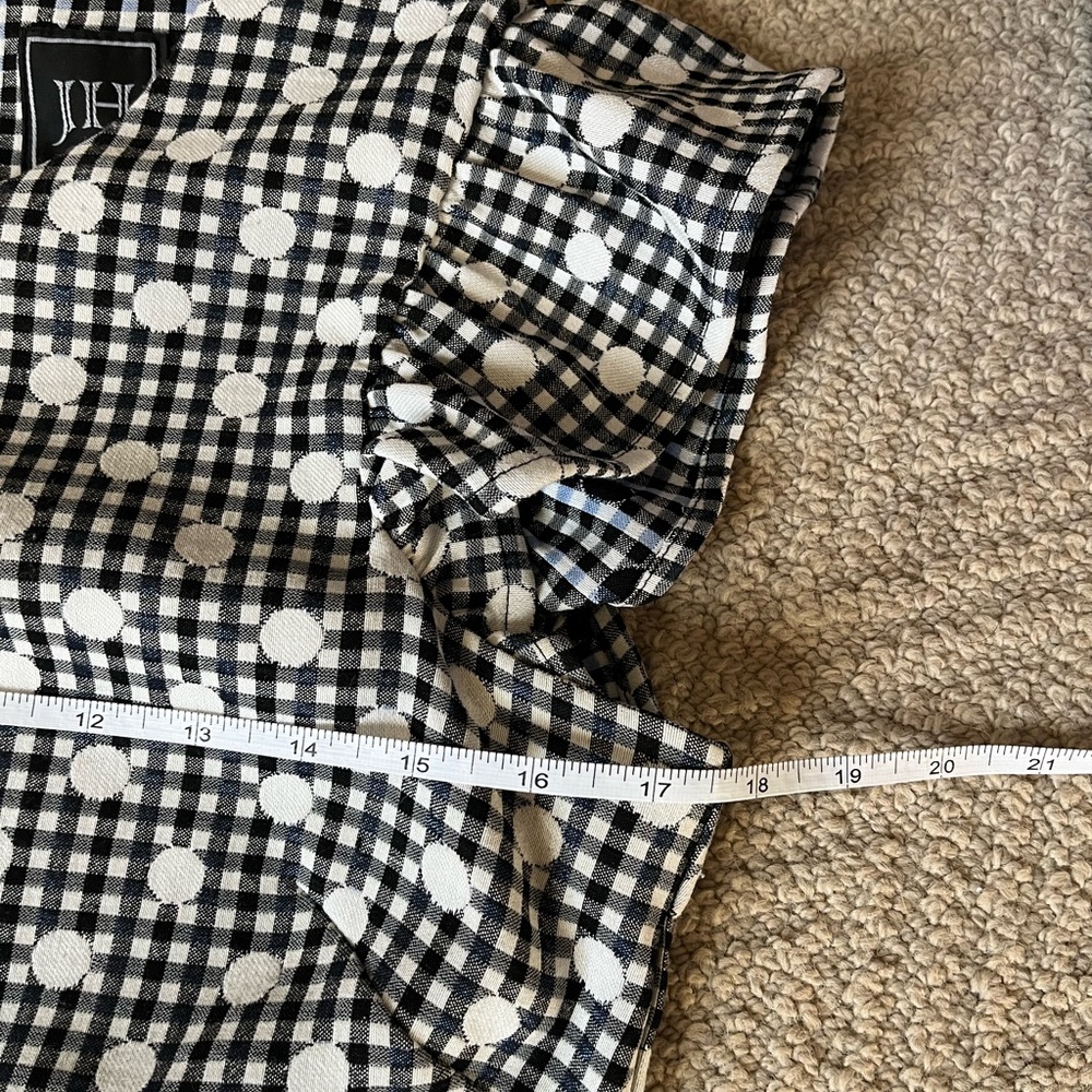Polka Dot Gingham Ruffle Shoulder Dress - Picture 8 of 11